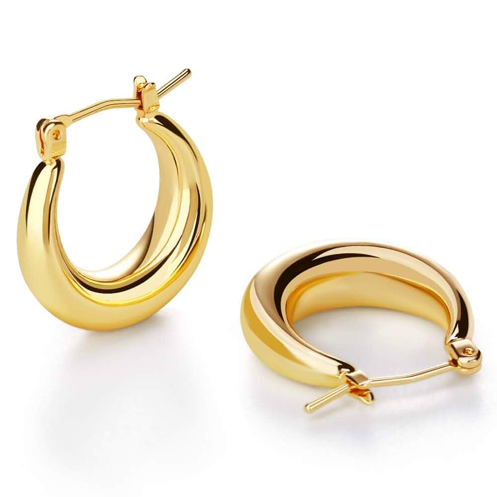 LILIE&WHITE Chunky Gold Hoop Earrings for Women Cute Fashion Hypoallergenic earrings Minimalist Jewelry Gift