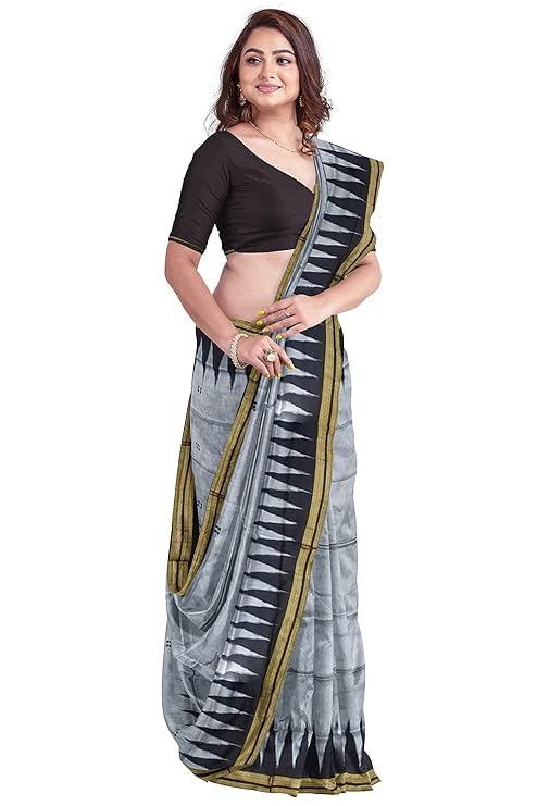 Image of Handmade Pure Bomkai Silk Saree Khandua Natural Silk Ikkat Saree For Women /Ethnic Wear /Traditonal Saree /Handloom Saree With Regular Fit Blouse Piece