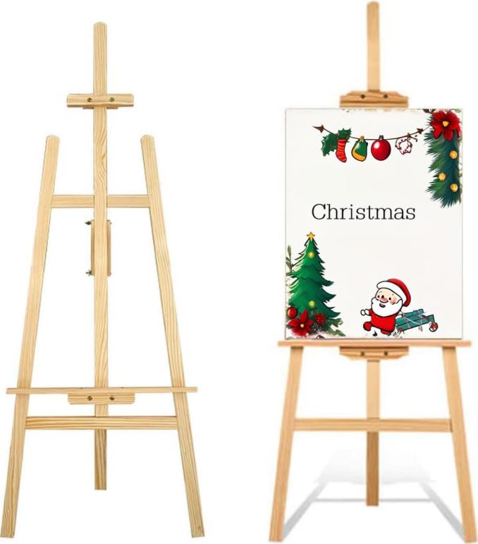 2PACK 59" Wooden Easel Stand for Wedding, Art, and Display - Adjustable Height Easel for Painting, Posters, Wedding Signs, and Table Plans
