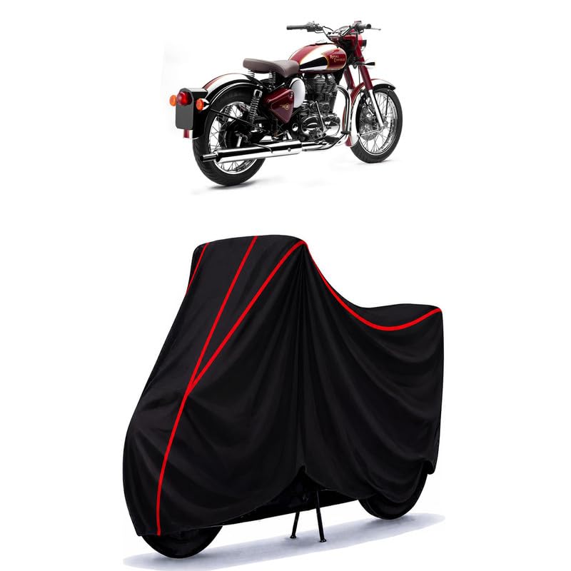 Image of Classic 500 Chrome Water Resistant Bike Cover for All Motorcycles & Rain | Heavy Duty Taffeta Fabric | UV Protection, Dustproof, Scratchproof | All Weather Two Wheeler Body Cover with Elastic Bottom