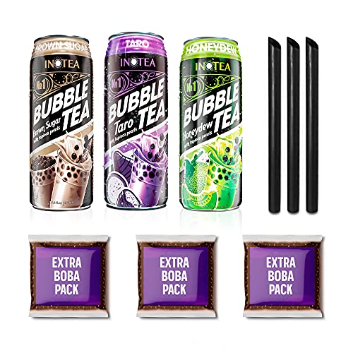 The Complete Ready to Drink Boba Tea Kit | Bubble Tea Variety Flavors | Now included with Extra Instant Boba Pearl Packs and Straws