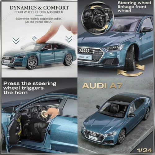 Image of 1:24 Auudi A7 Die-Cast Toy Car Model - Pull-Back Sports Car, Collectible Metal Car for Kids, Boys & Girls, Realistic Miniature Racing Vehicle, [Multicolor] [Pack of 1]