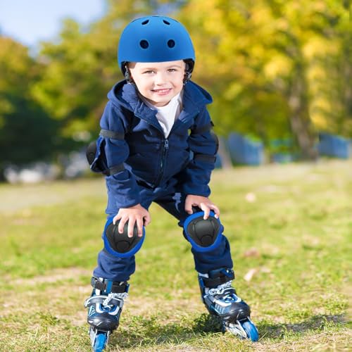 Image of FOOKCIAN Kids Helmet,Toddler Skateboard Helmets for Ages 2-3-5-8-14 Years Boys Girls with Knee and Elbow Pads Wrist Guards fit Roller Skates,Skateboarding,Skating Scooter Adjustable Kids Helmet