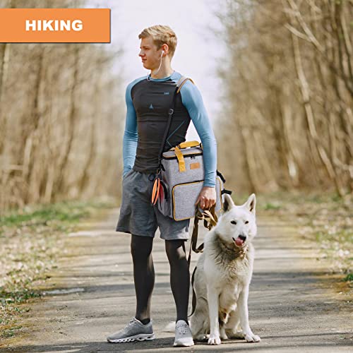 Ownpets Hunde Reisetasche, Reisetasche für Hundeausrüstung mit 2 Hundefuttertaschen, 2 faltbaren Näpfen und einem abnehmbaren Tragegurt, ideal für Reise, Camping, am Flugzeug tragbar(Grau)