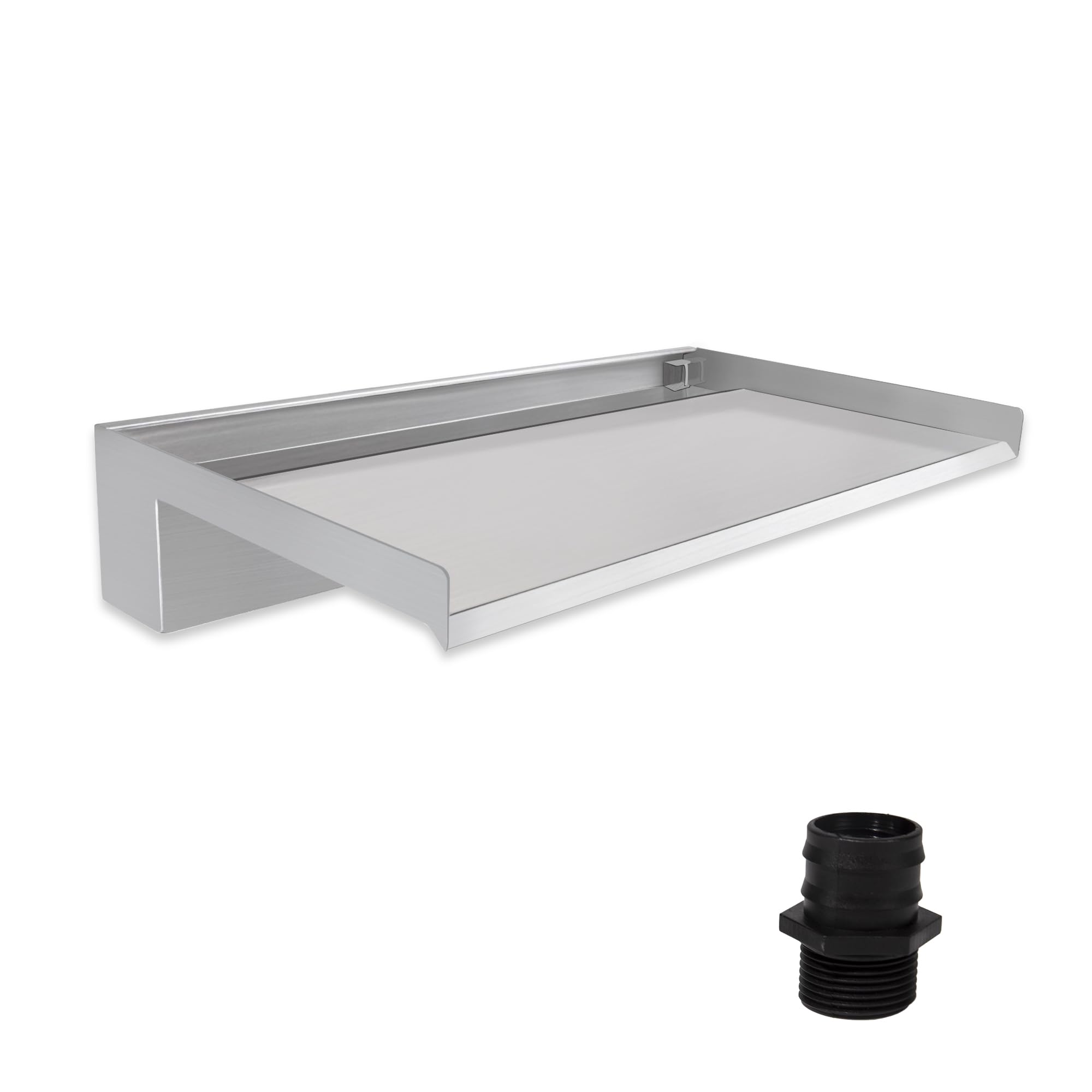 Cascata per laghetto, cascata in acciaio inox, con accessori, ampio beccuccio, gioco d'acqua, cascata, per giardino, patio, piscina, fontana per laghetto (40 cm)