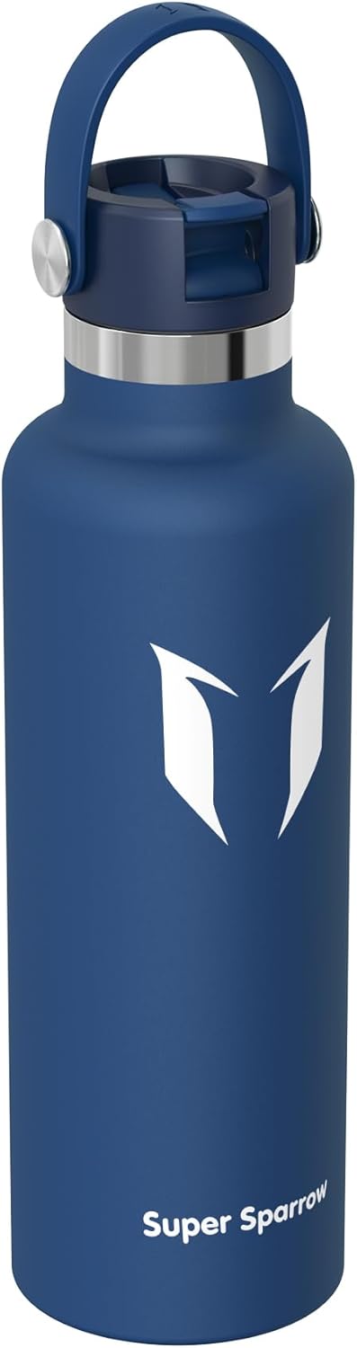 Super Sparrow Insulated Water Bottle - 17 Oz / 25 Oz / 34 Oz - Standard Mouth FlipFlow Flask - BPA Free, Leak Proof Drink Bottle- Ergonomic Straw Water Bottles for Work, Gym, Travel, Sports - Image 2