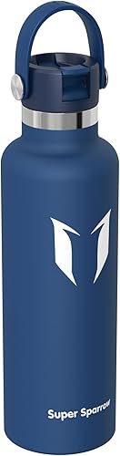 Miniatura 110 de Super Sparrow Botella de Agua Aislada - 17 Oz / 25 Oz / 34 Oz - Frasco FlipFlow de Boca Estándar - Libre de BPA, Botella a Prueba de Fugas - azul