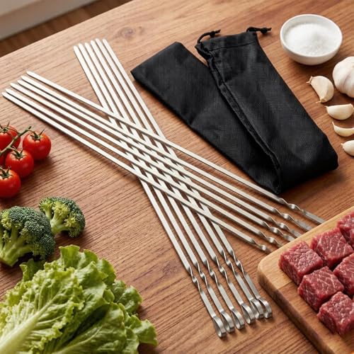 Brochetas de barbacoa de acero inoxidable con acabado profesional para restaurantes y hogar 4