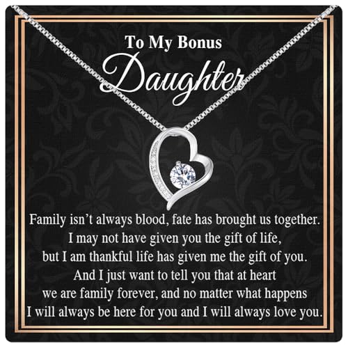 Larvincy Bonus Daughter Gifts from Stepdad Stepmom With Heartfelt Message & Elegant Box - Jewelry Gifts For Stepdaughter, To My Bonus Daughter Necklace On Birthday Graduation Wedding Christmas & More