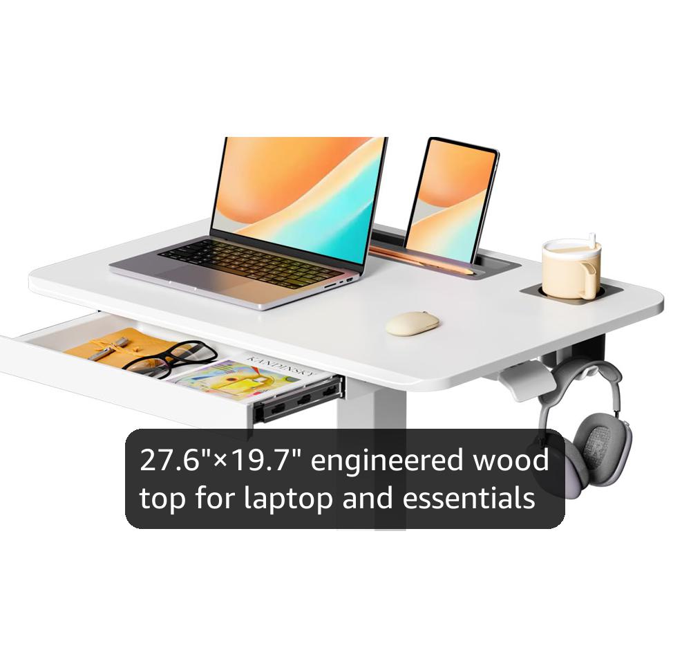 JOY Worker Mobile Standing Table, Pneumatic Height Adjustable Table, 60° Tilting Rolling Laptop Table, Portable Seat Stand Desk With Wheels, Holds Up