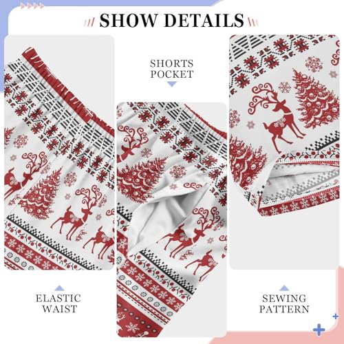 Xmas Snowflake Reindeer Boys Long Pants Soft Trousers Elastic Waist Kids Lounge Bottoms with Pockets S-XL4