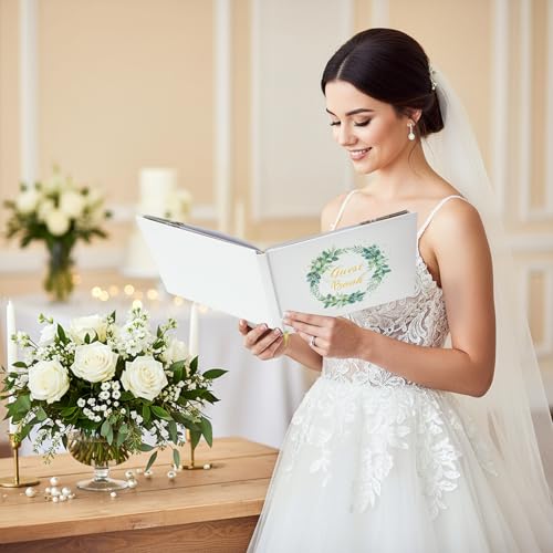 Image of Noamus Wedding Guest Book, 120 Pages Photo Guestbook to Sign at Reception Party, 9.4 inchx7 inch Elegant Blank Sign in Book, Hard Cover Bridal Shower Registry Books for Graduation Birthday Party Anniversary