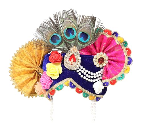 Image of Krishna Dress for Kids, Baby Krishna Dress for Janmashtami with Krishna Mukut, Peacock Feather & Flute Embroidered Krishna Costume for Girl & Boy, 3 Months-8 Years