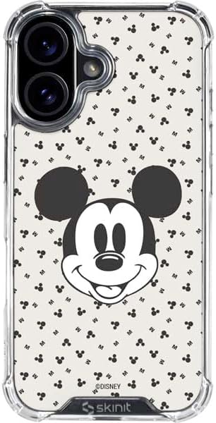 Skinit Clear Phone Case Compatible with iPhone 16 - Officially Licensed Disney Mickey Mouse Logo Pattern Design