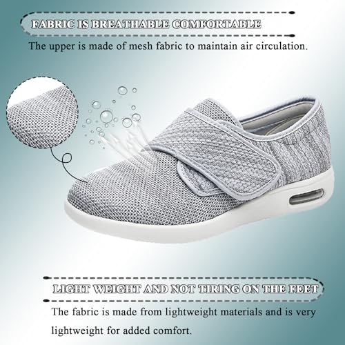 Extra Wide Diabetic Shoes Women's Men's Adjustable Closure Walking Shoes Breathable Mesh Lightweight Non Slip Air Cushion Slippers for Swollen Feet3