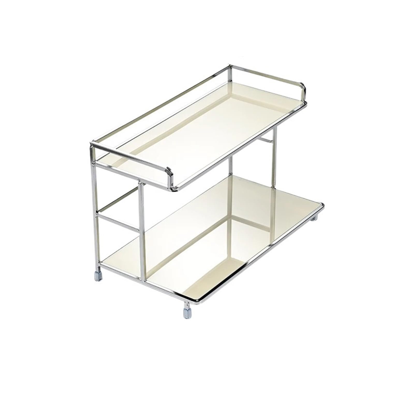 Genérico Scaffale da tavolo in metallo a strati, organizer scrivania a doppio strato, tazza d'acqua e caffè, cosmetici bagno, adatto for soggiorno, ingresso, cucina(Milky White)