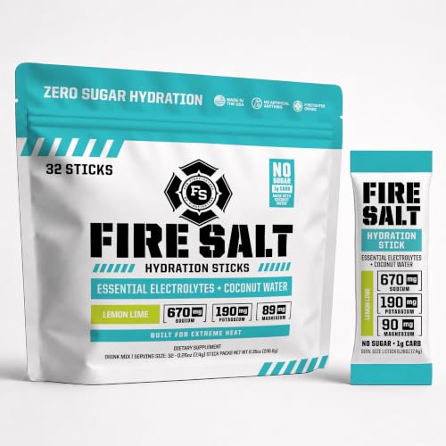 Image of Fire Salt Lemon Lime Electrolyte Hydration Sticks, Zero Sugar, 32 Count