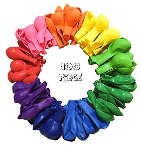 LIVINO Rainbow Balloons - 12 Inches Latex Balloons - Colorful Balloons, Perfect for Rainbow Birthday Party Decorations, Balloons for Birthday, Helium Balloons Bulk Pack of 100