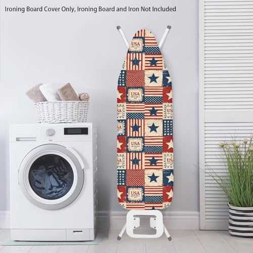 Image of Ironing Board Cover, Standard Size 15x54, American Flag Plaid Pattern, Elastic Edge, Resist Scorching, Adjustable Fastener, Fashion Iron Board Covers