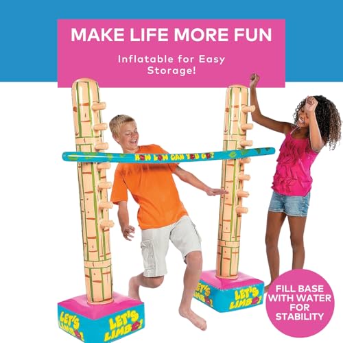 Fun Express Limbo Game, 5 Feet Tall, How Low Can You Go Vinyl Limbo Outdoor Game Set, 3 Pieces, Great for Luau, Cookout, Pool Party, Birthday and Summer Outdoor Activities