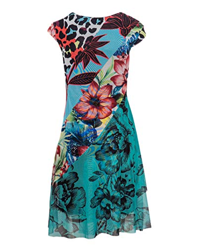Desigual Woman Short Dress Vest Cleveland 20Swvk70 L Sky Blue #TOP1