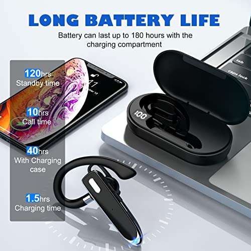 Bluetooth Headset For Cell Phones Bluetooth V5.2 Earpiece With Charging Case Hands-Free Single Ear Headset With Cvc8.0 Noise Canceling Mic For Office/Driving Compatible With Iphone/Android/Laptop #TOP1
