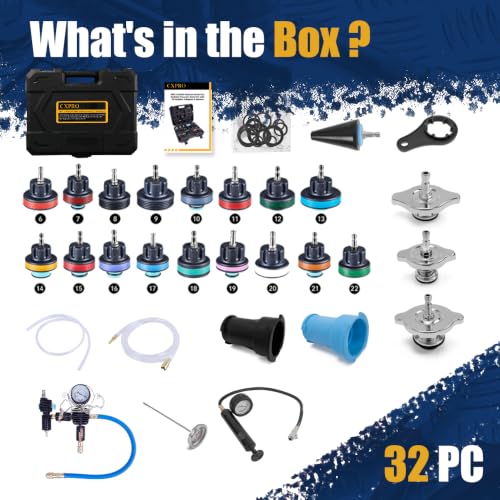 Image of 28pcs Radiator Pressure Tester Kit, Coolant Vacuum Refill Kit