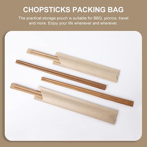 Miniatura 8 de Zerodeko 100 piezas de papel kraft de cera para palillos con mangas planas de papel kraft para palillos de papel