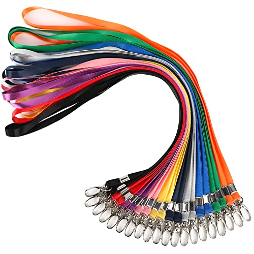 Segus Schlüsselband Bunt, 20 Stück Zehn Farben Umhängeband mit Verschluss, Schlüssel, Halsriemen Lanyard Geeignet für Männer Frauen, Schule, Bürozubehör, Farbiges Nackenband