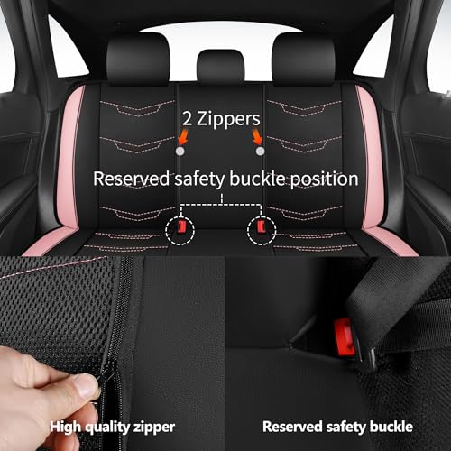 Image of HChengkikz Car Seat Cover, Breathable and Sporty (Black + Pink)