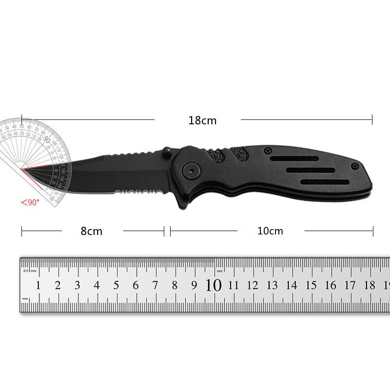 Image of SPOLIK Mini Folding Utility Tool, Metal, Black, Compact EDC Pocket Tool with Carabiner Clip, for Package Opening