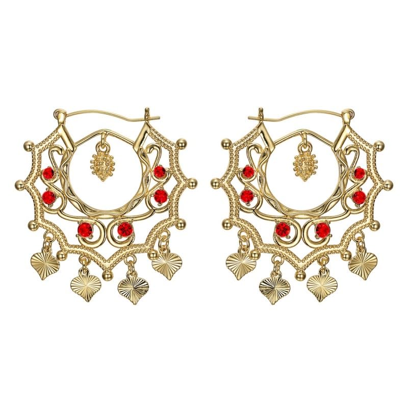 BOBIJOO Jewelry - Boucles d'oreilles Gitan Savoyarde Santana Niglo Plaqué Doré Or Rouge Rubis