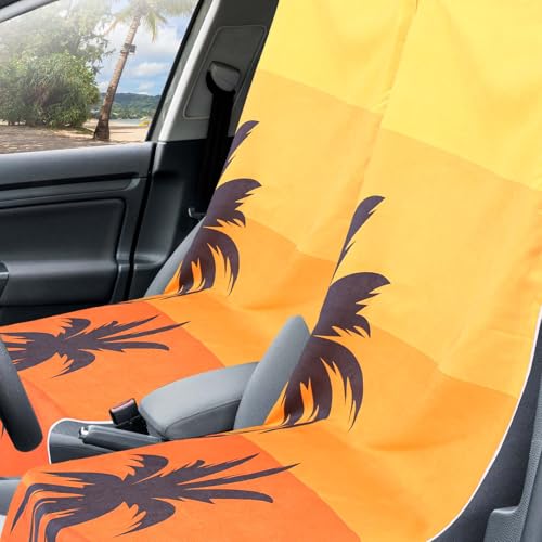 Image of 1 Pack Car Seat Towel Cover with Storage Bag, Beach Palm Trees Style