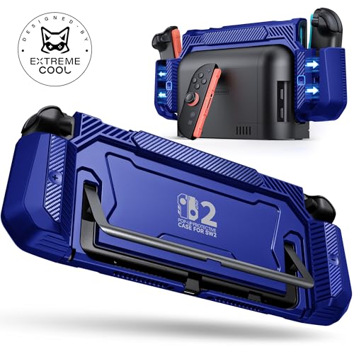 Image of Dockable Blue Case for Nintendo Switch 2,[Exclusive Pop-up Joy-Con Quick Release][Military-Grade Protection][Stand Compatible] Switch 2 Protective Case with Ergonomic Grip, Shell for Switch 2 Console