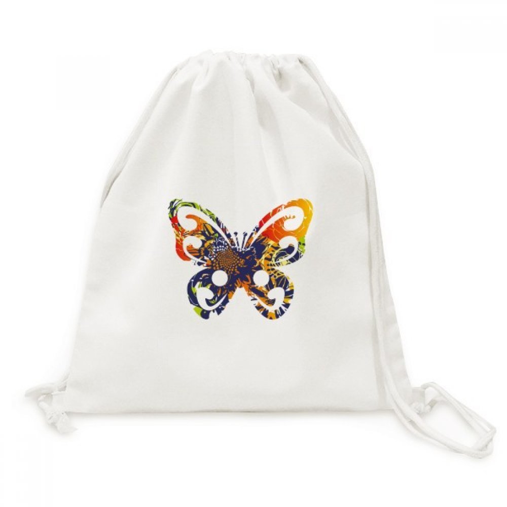Toile Drawstring Backpack Fleurs en Papillon DIYthinker pour voyage et shopping - 5