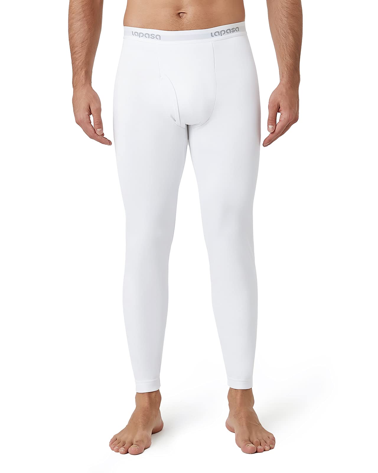 LAPASAMen's Thermal Underwear Bottom Heavyweight, Fleece Lined Long Johns for Men Thermal wear Leggings 1 Bottom (Thermoflux M25) White L