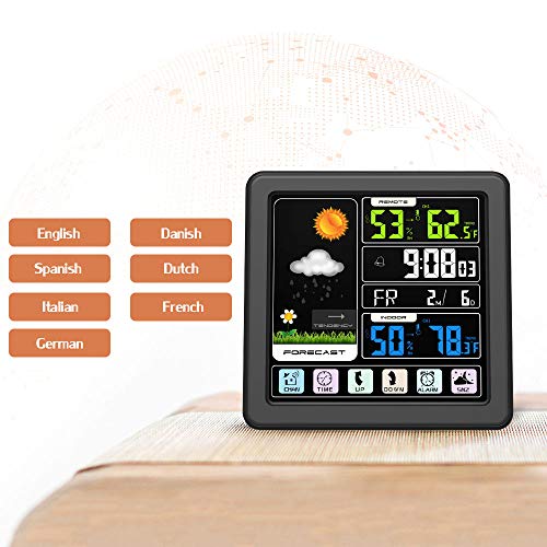 KKmoon Tela LCD colorida sensível ao toque, estação meteorológica sem fio, despertador, termômetro i