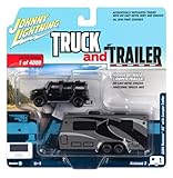 2004 Hummer H2 Black with Gunmetal Camper Trailer Limited Edition to 4,000 Pieces Worldwide Truck and Trailer Series 3 1/64 Diecast Model Car by Johnny Lightning JLSP037 A