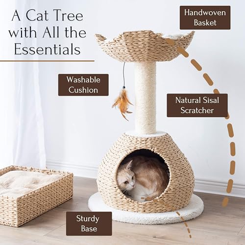 Casa para gato de cuerda de papel 2 niveles beige 18.5 pulg miniatura 5