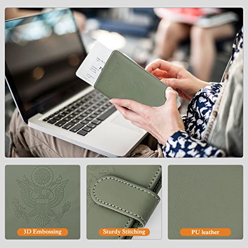 Image of TIGARI Passport Holder for Travel Women Men, PU Leather Waterproof RFID Wallet Cover Case Sleeve, Valentines Day Gifts, Vacation Plane Cruise Travel Document Organizer Essentials