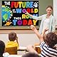 PLIGREAT 2 Stücke Klassenzimmer Banner und Poster, Welt Zukunft Klassenzimmer Dekorationen Buntes Schwarzes Brett Wanddekoration Erde Poster für Kindergarten Grundschule Mittelschule Zurück zur Schule