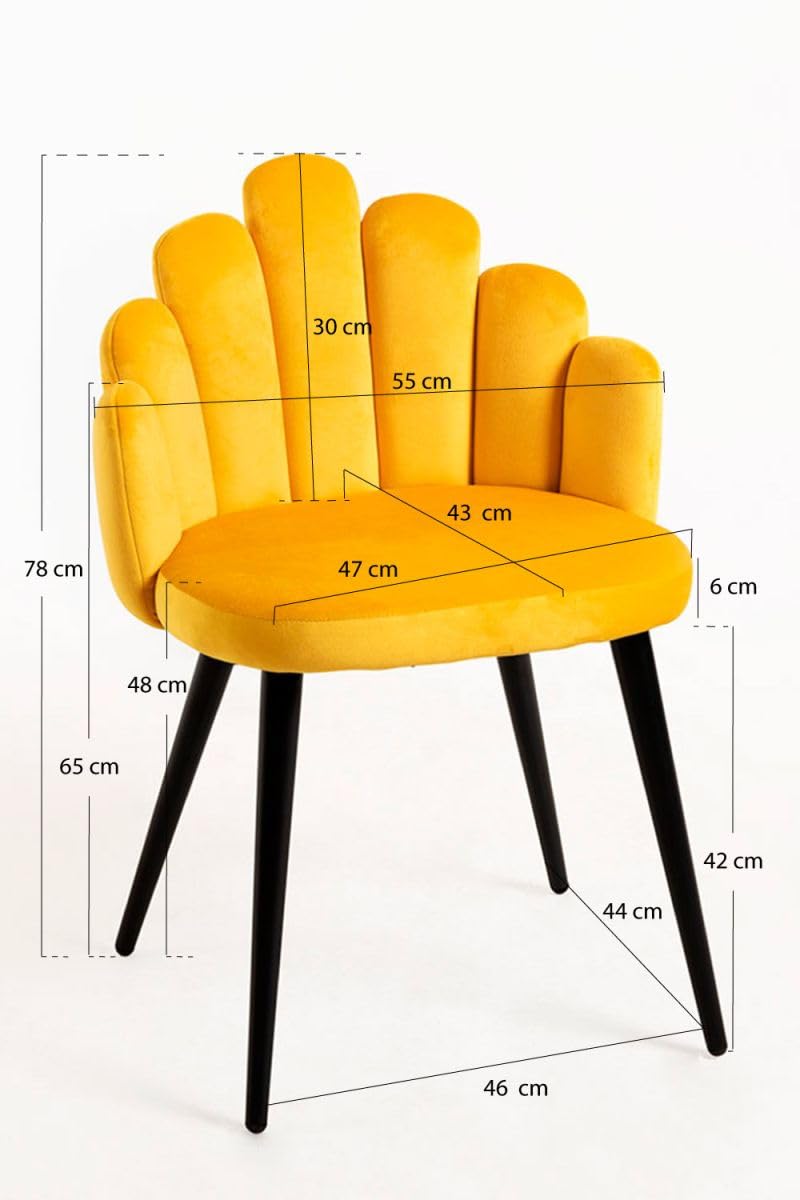 Regalos Miguel - Sillas Comedor - Silla Hand Terciopelo Patas Negras - Amarillo