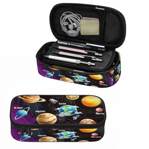 Image of Solar System Pencil Bag Planets Rockets Sun Earth Mars Universe Big Capacity Pencil Case Pencil Pouch Pen Bag for School Students Boy Girl Men Women