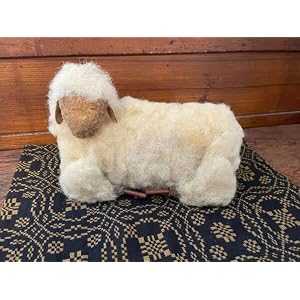 Country Rustic Primitive Aged Wool Sheep Shelf Sitter Doll Figure 10 for Kitchen Farmhouse Holiday Home Decor