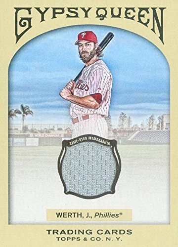 Autograph Warehouse 343420 Jayson Werth Player Worn Jersey Patch Baseball Card - Philadelphia Phillies 2011 Topps Gypsy Queen No. GQR-JWE