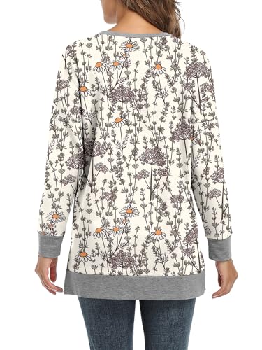 BETTE BOUTIK Women's Drop Long Sleeve Sweatshirts Casual Crewneck Tunic Tops Sweartshirts With Side Slits S-3XL