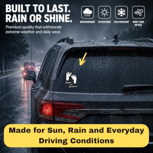 Image of TOTOMO Baby on Board Sticker for Car - Window Decal, Bumper Sign for New Parents, Durable Waterproof Safety Warning Sign for SUV Truck Minivan - Footprint, 2 Pack
