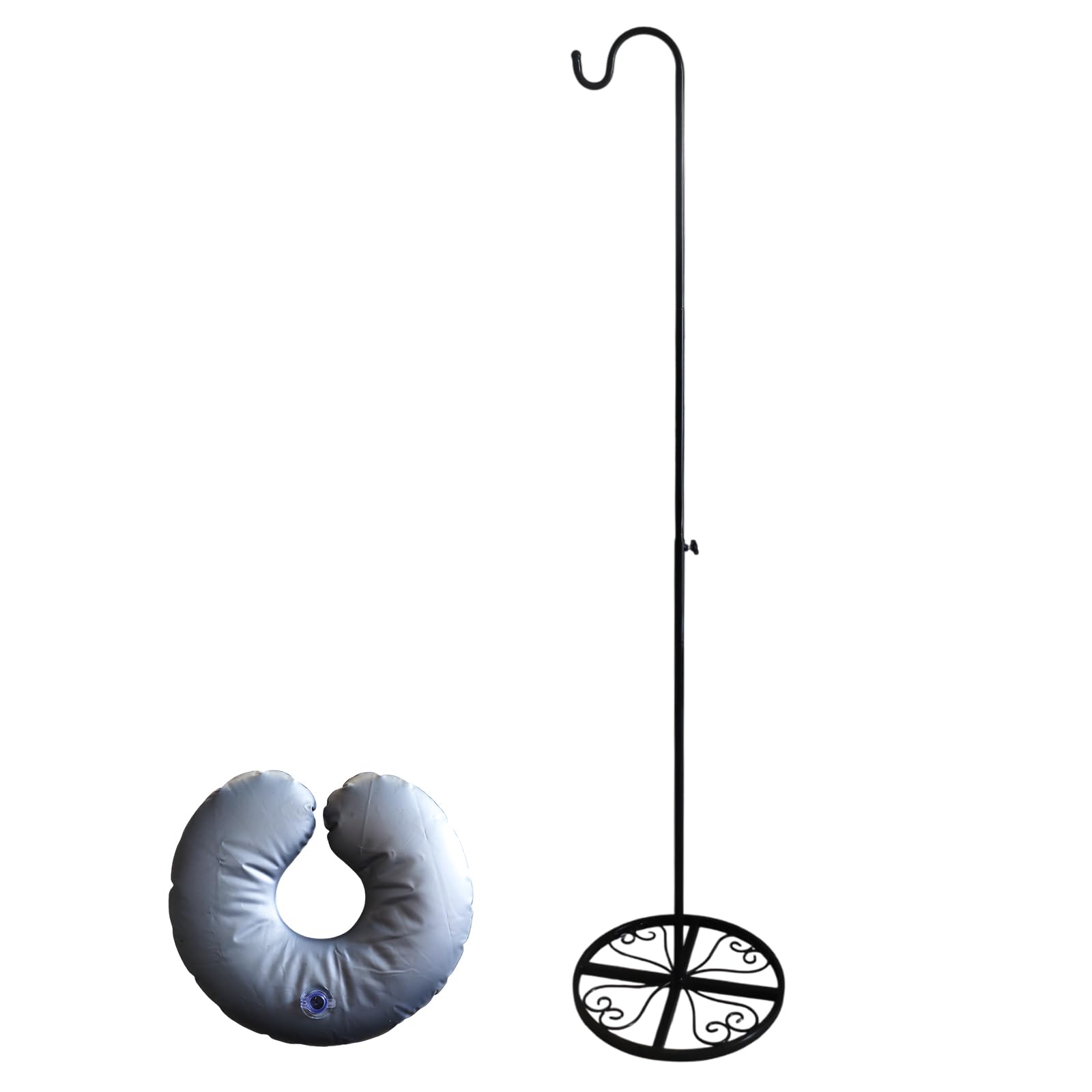 Adjustable Shepherd's Hook 49-63 Inches with Water Bag for Indoor and Outdoor, Black Iron Pole Stand for Wind Chimes, Garden Plants, Bird Feeders, Suitable for Wedding Event, and Home Decor-picture-24