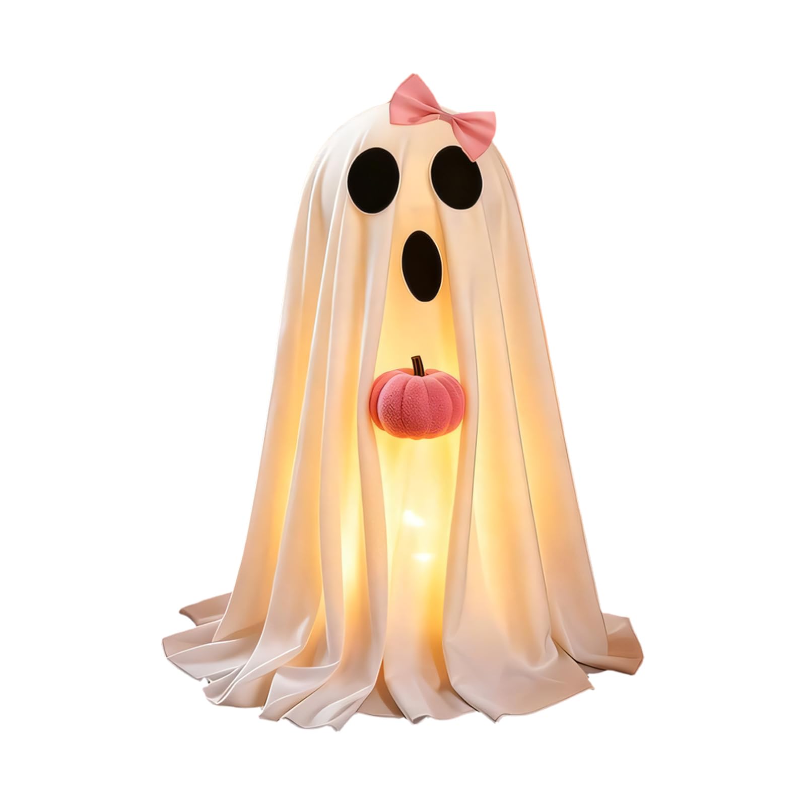 Halloween Party Decorations Lighted Pumpkin Ghosty Halloween Decor, Freestanding Seasonal Centerpiece for Tabletop Entryway Shelf Party Gatherings Decorations Light Up Ghosty with Pumpkin Home Accent