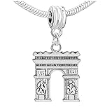 Sexy Sparkles Paris Triumphal Arch Charm Dangle Bead Compatible with European Snake Chain Bracelets